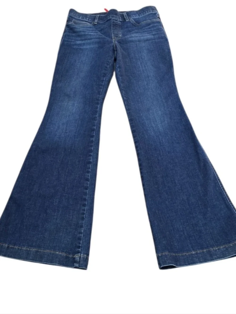 Spanx Women's Dark Blue Flared Pull On Jeans (Size:large)